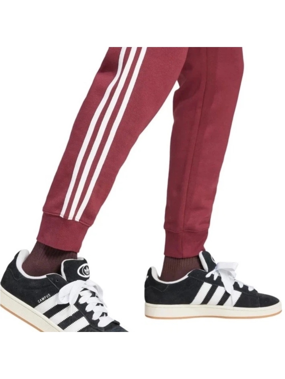 Adidas Men's S Jogger Pants 3 Stripe Fleece Red Green - Picture 2 of 13